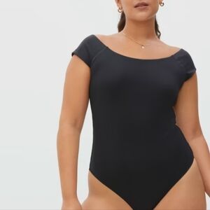 Everlane NWT off the Shoulder thong bodysuit in black size XS